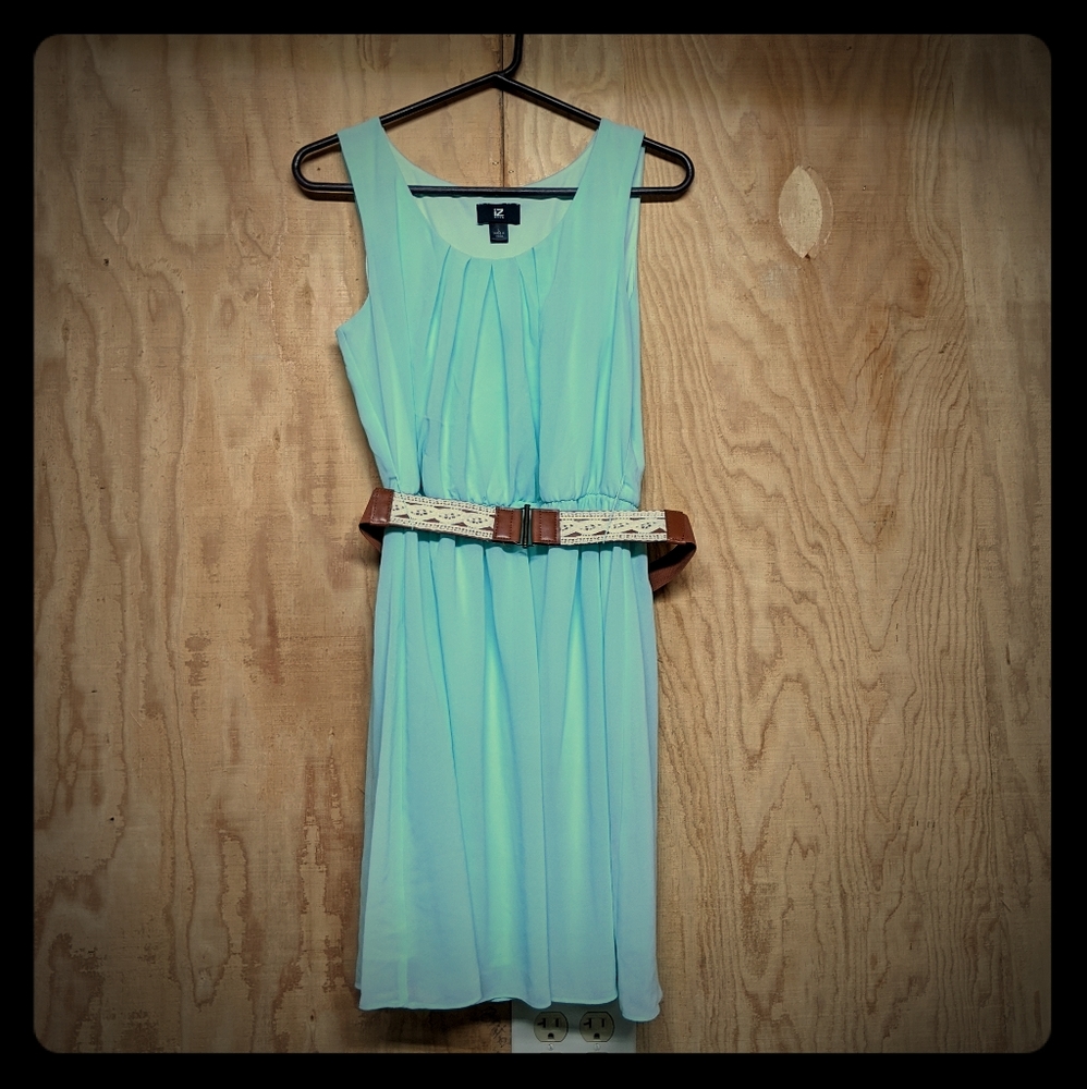 Turquoise Dress with Belt